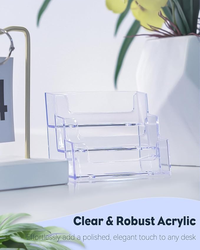 Uniclife 4 Pack Acrylic Business Card Holder - Image 3