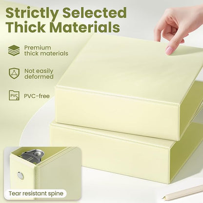 SUNEE 3 Ring Binder 3 Inch 1 Pack, Light Yellow - Image 4
