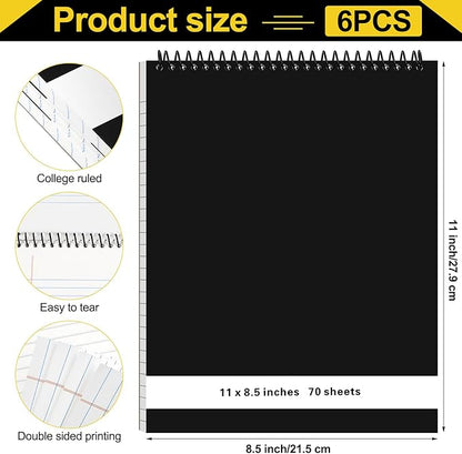 Resurhang 6 Pcs Legal Pad Top Spiral Bound Notebook 70 Sheets Double Sided - Image 5