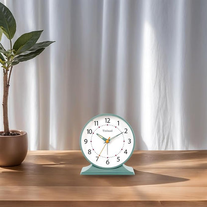 Tinload 4.5" Antique Retro Analog Alarm Clock, Small Silent Bedside Desk Clock - Image 4