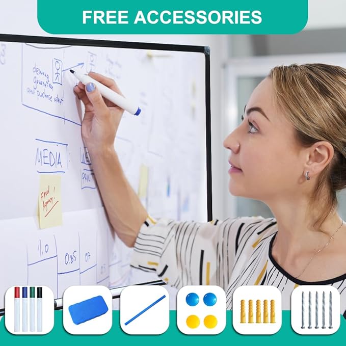 XIWODE Large 36x72 Inch Magnetic Dry Erase Whiteboard，Black Aluminum Frame - Image 3