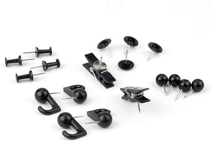 Black Push Pins Set, 5 Styles 140-count Thumb Tacks Map Pins, Steel Point and - Image 3