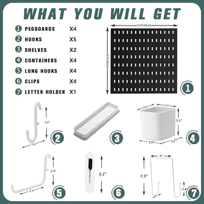 MULSAME Pegboard Combination Kit, 25.2" x 25.2" Wall Mounted Storage Set - Image 4
