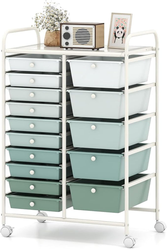 HAPPYGRILL 15-Drawer Rolling Cart, Storage Carts by HAPPYGRILL