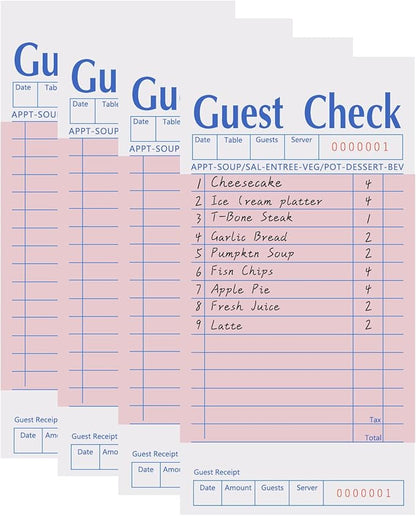 4 Pack Pink Guest Checks Books for Servers, Server Note Pads, Waiter Checkbook by VIANDKI