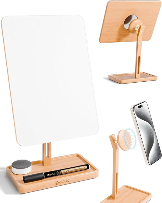 YEOUX Premium Desktop Glass Whiteboard & Magnetic Phone Stand 2-in-1 | 360° by Yeoux
