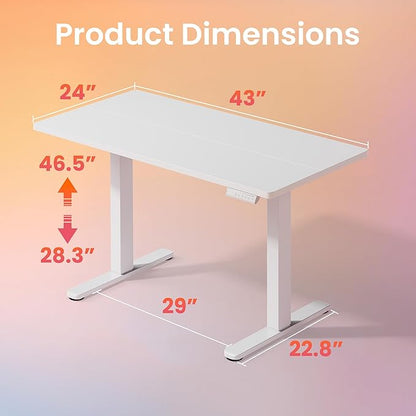 HUANUO 43 x 24 inch Electric Standing Desk Adjustable Height, 4 Memory Height - Image 3