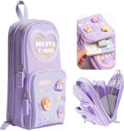 Large Capacity Kawaii Purple Pencil Case by Unknown