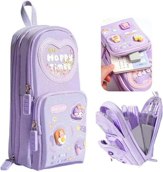 Large Capacity Kawaii Purple Pencil Case by Unknown