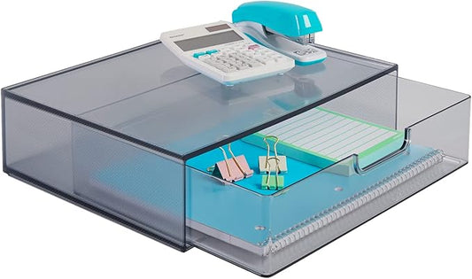 STORi STAX Plastic Stackable Organizer Drawer in Grey | 12.5-inches Wide | by STORi