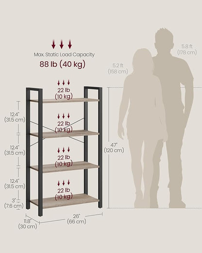 VASAGLE 4-Tier Bookshelf, Bookcase - Image 3