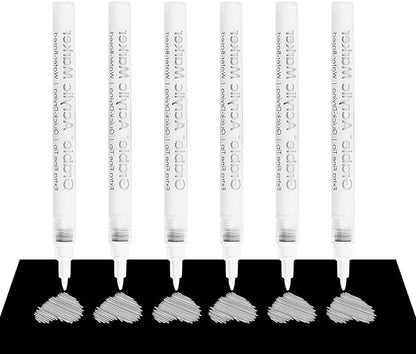 Grabie 6 White Extra Fine Tip Acrylic Paint Marker Set, 6 Pack, 0.7mm Acrylic - Image 2