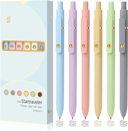 FIOVER Colored Pens, 6 Pack Colorful Gel Pens, Quick-Dry 0.7mm Medium Point by FIOVER