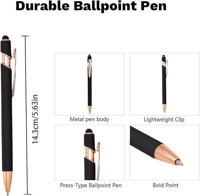CRME Personalized Pens with Stylus Tip Customized Pens with Name/Logo Soft Grip - Image 3