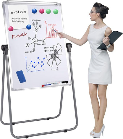 Dry Erase Board with Stand, Double Sided Magnetic Whiteboard, 24 x 36 Portable by SCOOL+KOKSRY