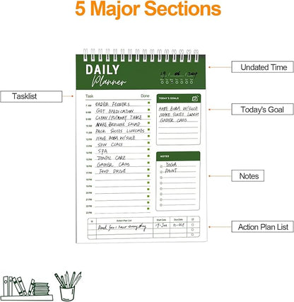 To Do List Notebook Daily Planner A5 CheckList Pad 52 Sheets, 5.9" x 8.2" Daily - Image 2
