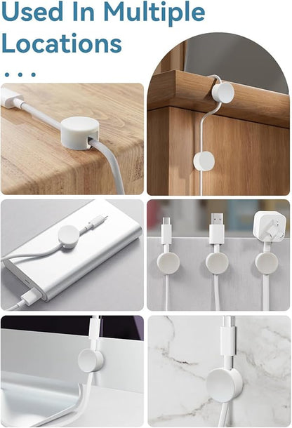 Maveek Magnetic Cable Clips White, Cord Organizer Magnet Silicone Cord - Image 7