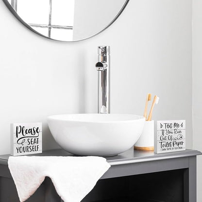 CQM 2 PCs Funny Bathroom Decor, Humorous Bathroom Decorative Sign, Rustic - Image 3
