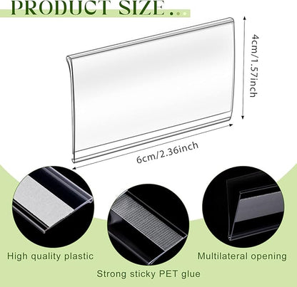 72 Pieces Clear Plastic Adhesive Shelf Tag & Price Label Holders - Image 3