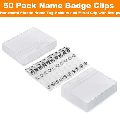 ZHEGUI ID Badge Holder with Clip Clear Plastic Name Tag Holders Horizontal - Image 2