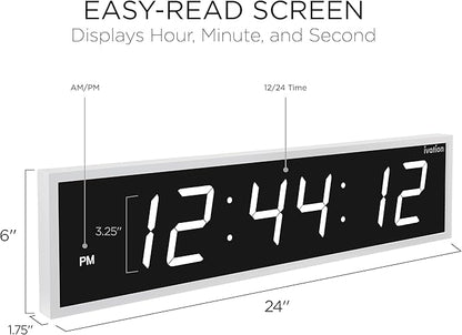 Ivation Oversized 24" Large Digital LED Clock | Big Digital Clock - Image 2