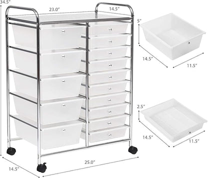 LDAILY 15 Drawer Rolling Storage Cart, Rolling Cart - Image 3