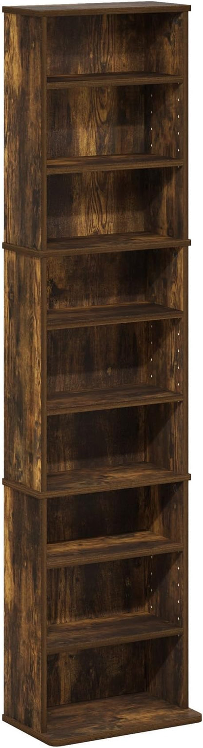 Furinno Jaya DVD Shelf, 9-Shelf Tall Narrow CD Rack, Media Shelf - Image 5