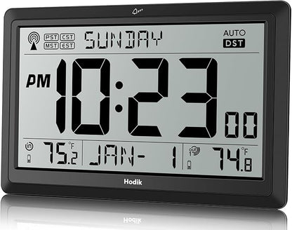 Wall Clock Atomic with Indoor Outdoor Temperature Battery Powered, Easy Reading - Image 9