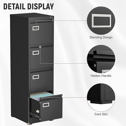 4 Drawer File Cabinet with Lock, High-Capacity Vertical Metal Filing Cabinet - Image 6