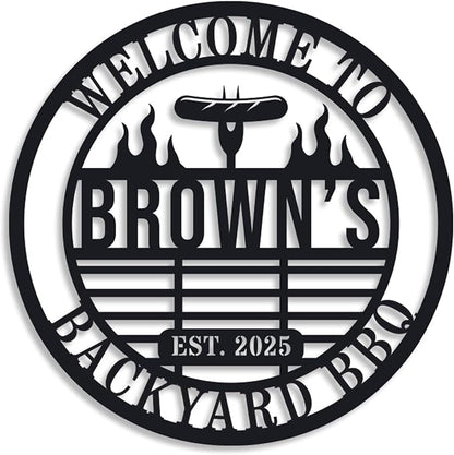 Personalized BBQ Grill Name Sign Custom Grill Sign Outdoor Kitchen Decor Grill by ENFODREAM