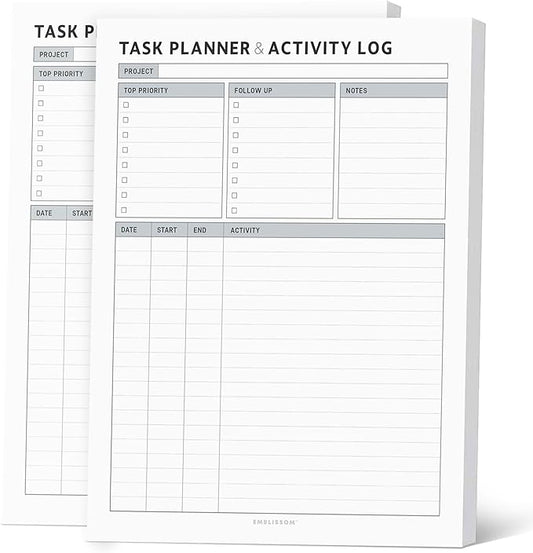 Task Planner & Tracker 8.5 x 11 Tear-Off 70 Sheet Planner Pad – Project by Emblissom