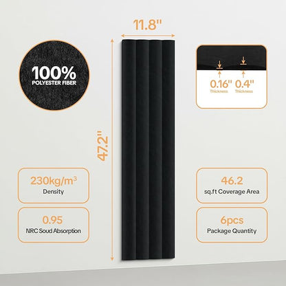 Tao.space 6 Pack Acoustic Panels 3D Wave Sound Proof Foam - Image 2
