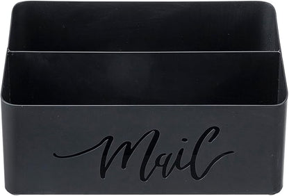 MyGift 2 Slot Modern Matte Black Metal Desktop Mail Sorter - Image 7