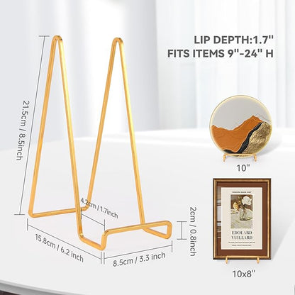 Decolore 4 Pack 8.5 Inch Gold Plate Stands Square Tabletop Easel Display Stand - Image 2