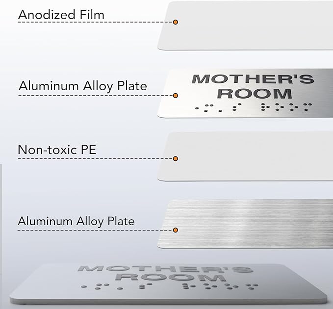 Office Signs with Raised Text & Grade 2 Braille, Brushed Aluminum/Silver Finish - Image 3