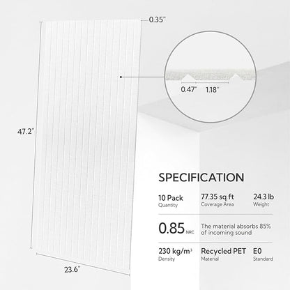 Olanglab Acoustic Wall Panels 10 Pack, 48 x 24 per Acoustic Panels Sound - Image 2