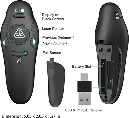 2-in-1 USB Type C Presentation Clicker Wireless Presenter Remote - Image 6