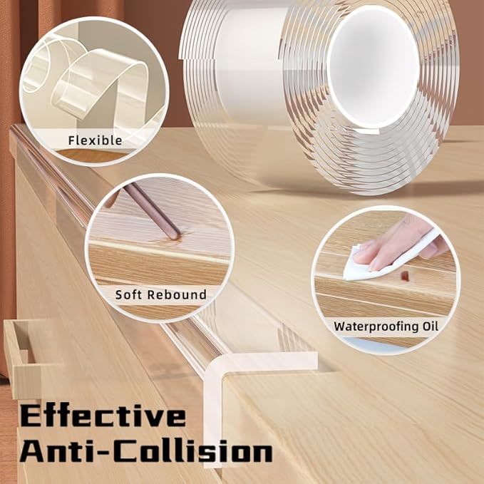 Clear Soft Corner Protectors for Furniture Strip, 1.18 in x 6.6 FT, Sharp Edge - Image 3