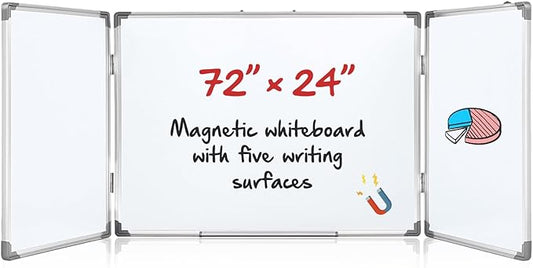 72" x 24" Foldable Whiteboard Dry Erase Board Large Tri Folding Whiteboard by Unknown
