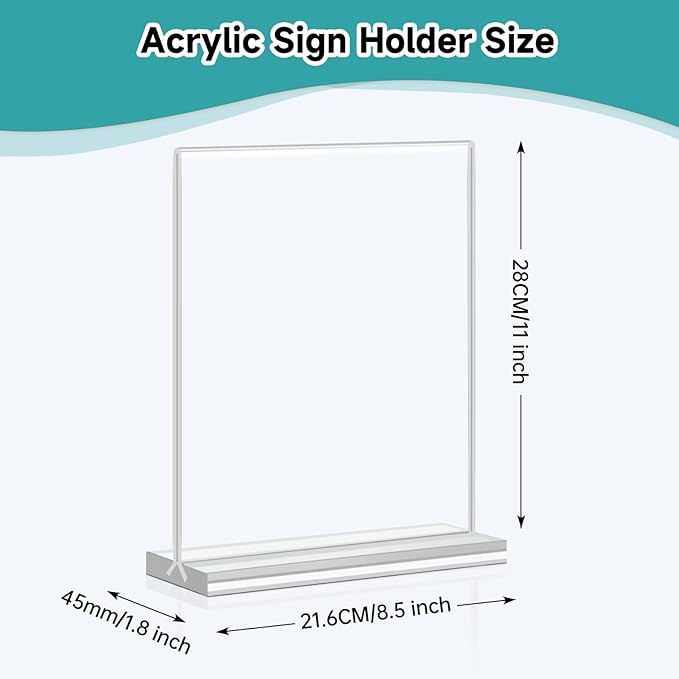 Yeahjiae 6 Pack T-Shaped Acrylic Sign Holder 8.5 x 11, Double Sided Clear Stand - Image 2