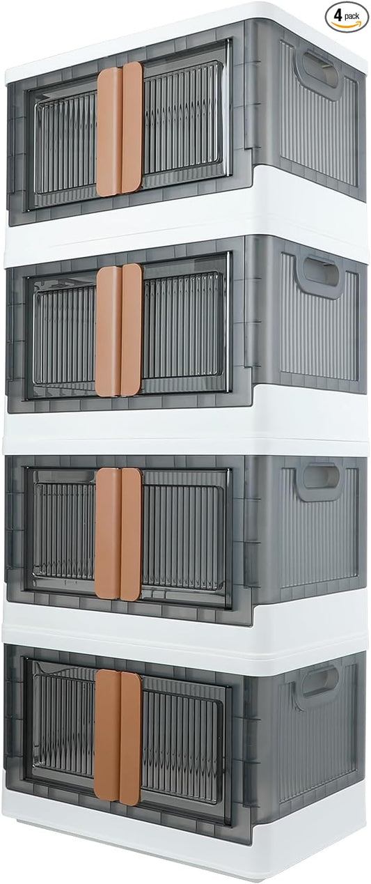 AssHMKIT Storage Bins, Plastic Cabinet, 8.4 Gallon Capacity, 4 Pack, Stackable by AssHMKITOfficial