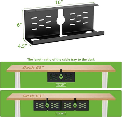 KEEGH 16" Under Desk Cable Management Tray, Desk Cord Organizer Upgrade Capacity - Image 5
