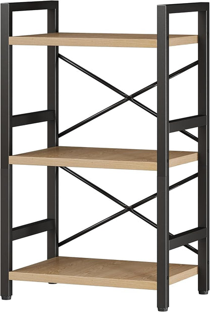 Homeiju Bookshelf, 3 Tier Industrial Bookcase, Metal Small Bookcase, Rustic - Image 9