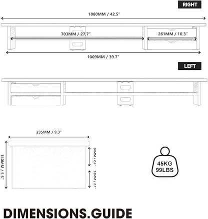 Fenge Monitor Stand, Dual Monitor Riser, 42.5inch Large Desk Computer Monitor - Image 5