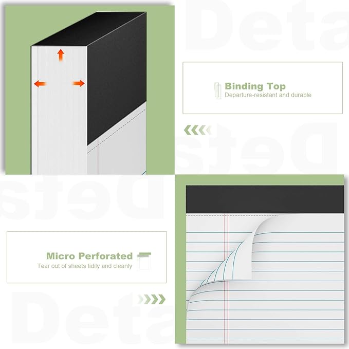 6 Pack Legal Pads 8.5 x 11 College Ruled Notepads, 30 Sheets Per Note Pad - Image 5