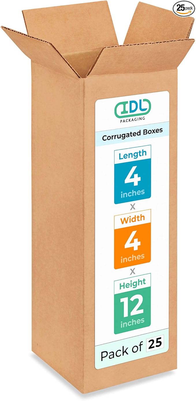 Tall Moving & Shipping Boxes 4"L x 4"W x 12"H by IDLPackaging