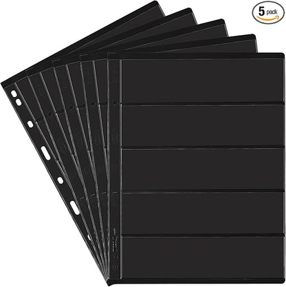 5 Sheets 10 Pages Postage Stamp Album Pages, 5 Pockets 7.7x 1.97in Stamp by UnclePaul