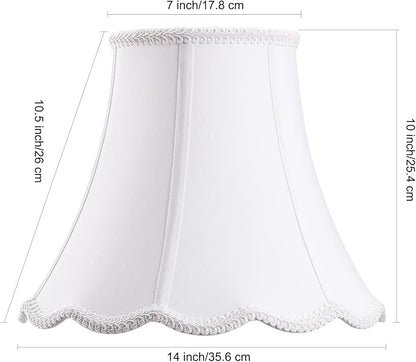 Bell Lamp Shade, Saangseon White Scalloped Lampshade Replacement, Lamp Harp - Image 2