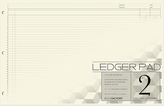 BookFactory Ledger Pad/Large 2 Column Accounting Ledger Columnar Pads by BookFactory