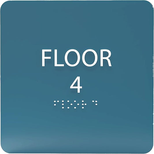 Cold Blue ADA Floor 4 Sign by ADACentralSigns